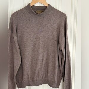Tricots St. Raphael Men’s  Heather Brown Silk & Cashmere Mock Neck Sweater L